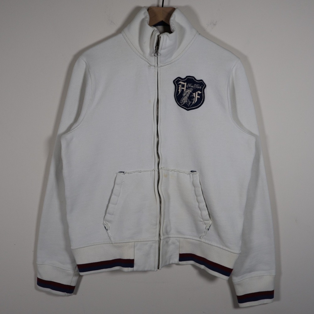 Abercrombie & Fitch New York Indian Head‎ Patch Jacket White Men's Large 22x25.5
